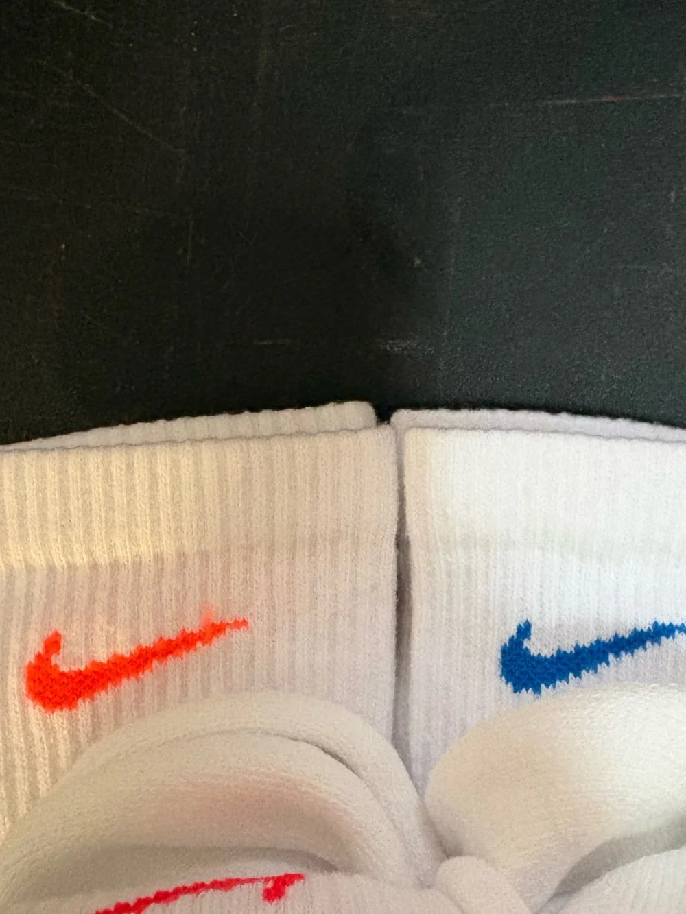 Nike White Crew Socks with Multicolor Neon Swoosh - 6 Pack